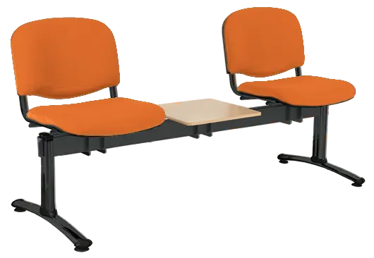 CL - 23 + D, čalouněná lavice do čekárny, 2-sedák, stolek, látka SUE - S 46 oranžová, kostra černá